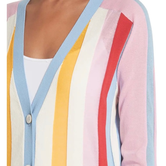 Diane von Furstenberg Colorblock Stripe Cardigan - Picture 2 of 15